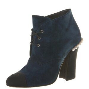 Chanel suede ankle lace-up boot
